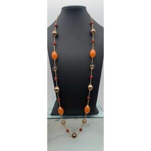 Vintage Carolee Antiqued Gold Tone Multi Color Beaded Necklace 30"